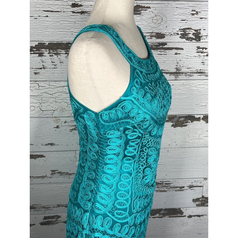 SUE WONG Nocturne Embroidered Lace Dress in Turquoise Green Sz S NWOT - Picture 2 of 6